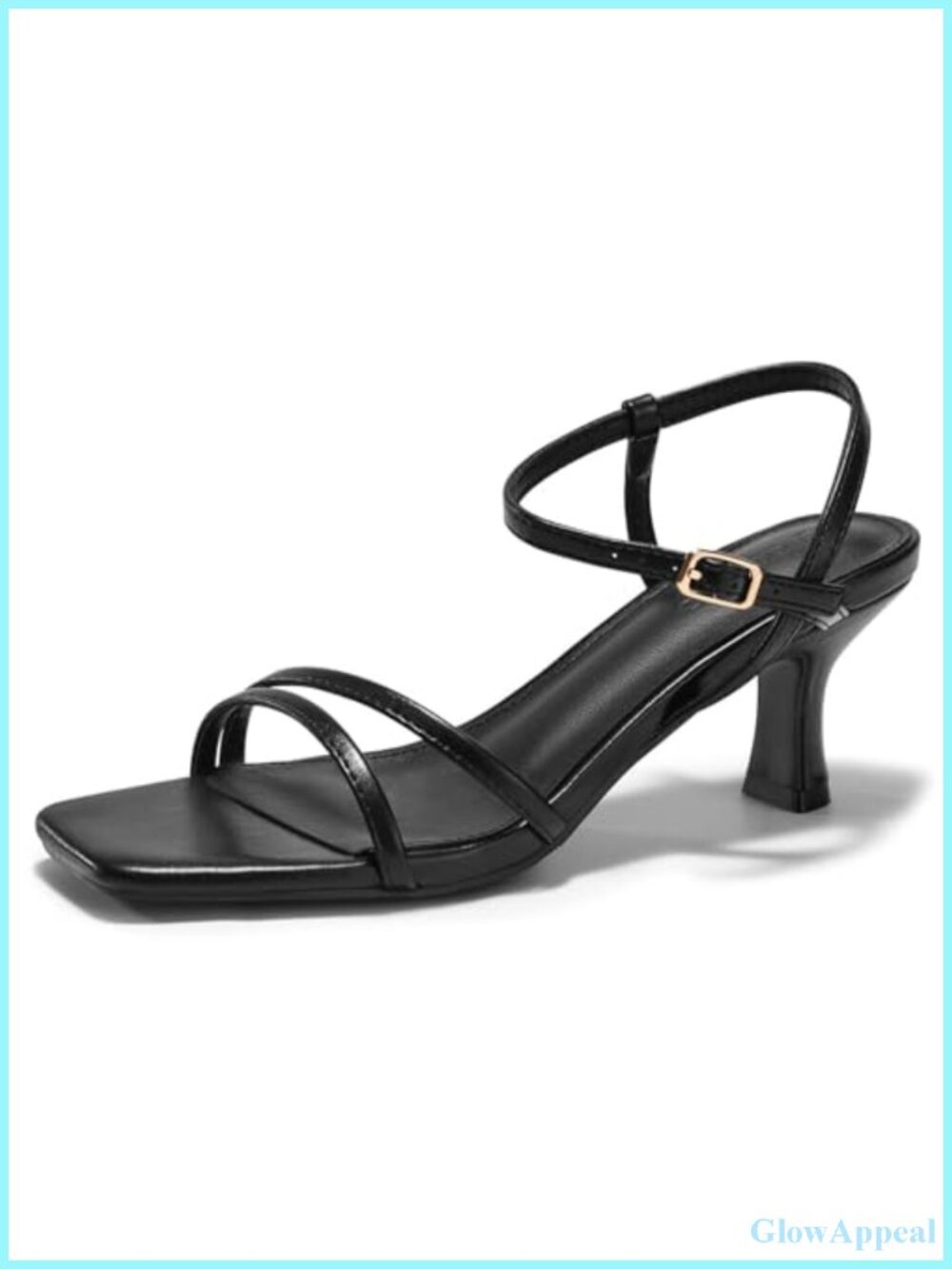 Faux Leather Strappy Kitten Heel Sandals Open Toe Ankle Strap